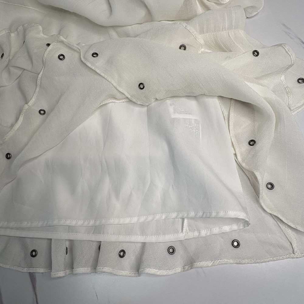 Zara Trafaluc Ivory One Shoulder Tiered Asymmetrical Metal Embellishment Dress S - Picture 8 of 12